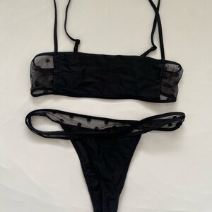 White Fox Black Polka Dot Bikini Set